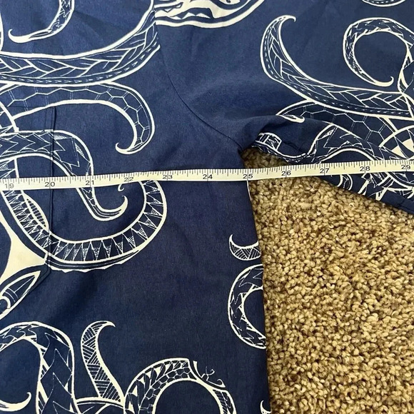 Makani Hawaii Shirt Mens Octopus Large Blue Tribal Microfiber Hawaiian Aloha - Picture 3 of 8